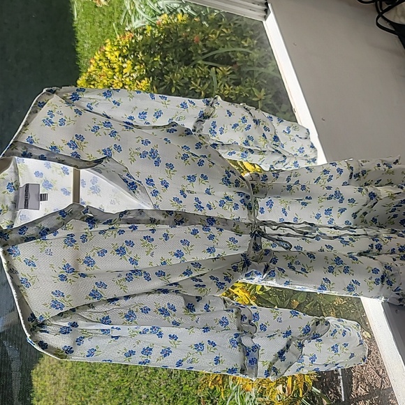 Skylar + Madison Women's Large Ditsy Floral Flowy Boho Top Mini Dress Ruffle - Picture 4 of 10